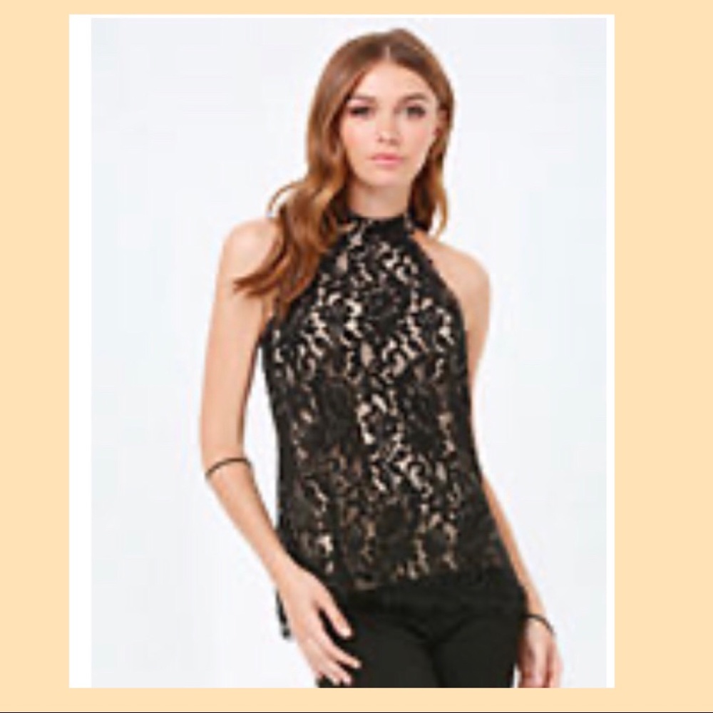 Bebe lace halter top